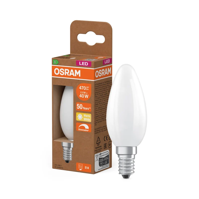 OSRAM SUPERSTAR+ CLASSIC B GLFR 40 LED-Lampe, 2,9W, 470lm, blanc chaud, E14