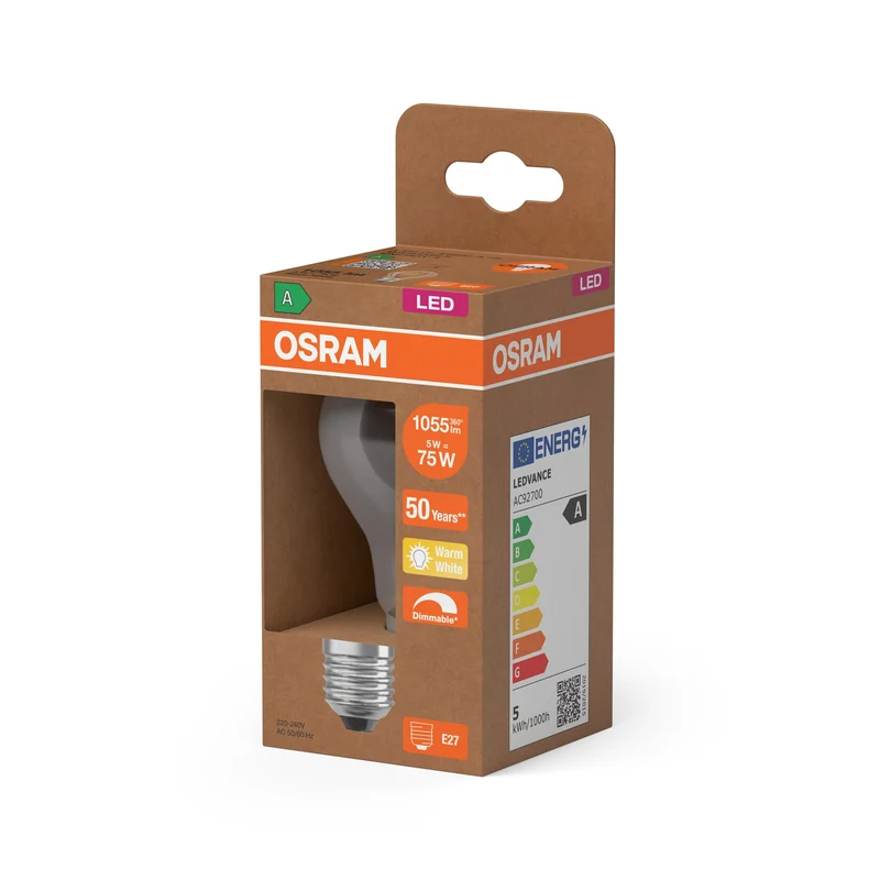 OSRAM SUPERSTAR+ CLASSIC A FIL 75 LED-Lampe, 5,7W, 1055lm, blanc chaud