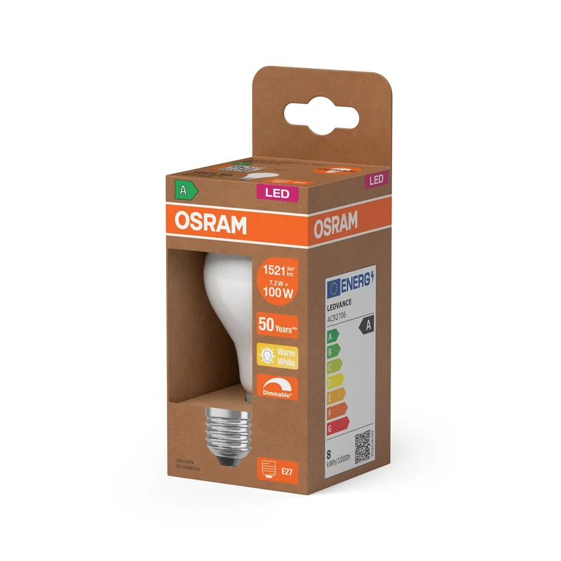 OSRAM SUPERSTAR+ CLASSIC A GLFR 100 Lampe, 8,2W, 1521lm, blanc chaud