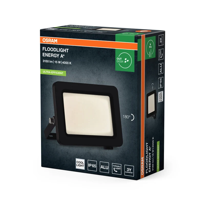 OSRAM PROJECTEURS D'ÉCLAIRAGE EFFICACITÉ ÉNERGÉTIQUE Projecteur, 15W, 4000K Gris foncé