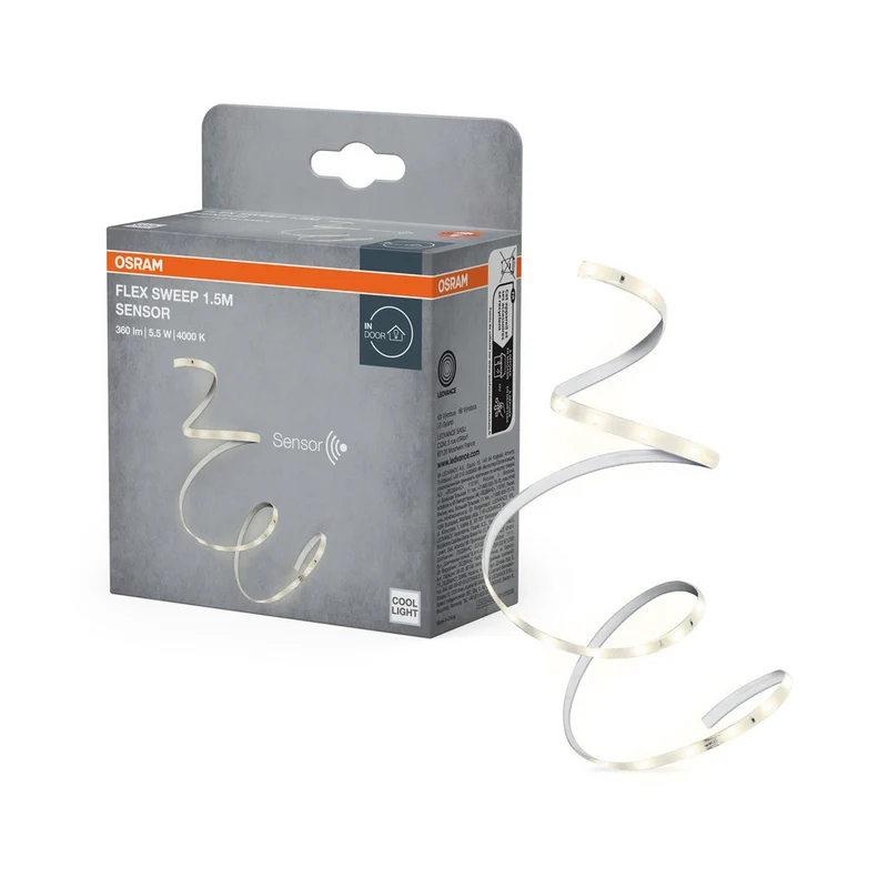 OSRAM FLEX SWEEP Capteur bande lumineuse LED flexible, 1,5m, 4000K, blanc froid, avec capteur de mouvement, 5.5W, IP20, dimmable