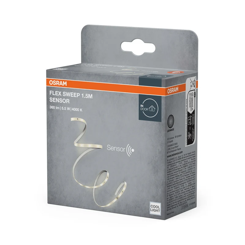 OSRAM FLEX SWEEP Capteur bande lumineuse LED flexible, 1,5m, 4000K, blanc froid, avec capteur de mouvement, 5.5W, IP20, dimmable