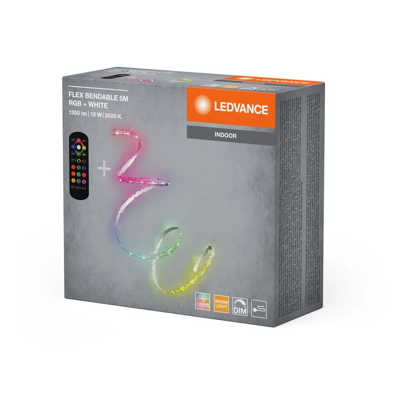 LEDVANCE FLEX FLEXIBLE RGB + bande lumineuse LED, 5m, avec télécommande, 1100lm, 10W, 3000K