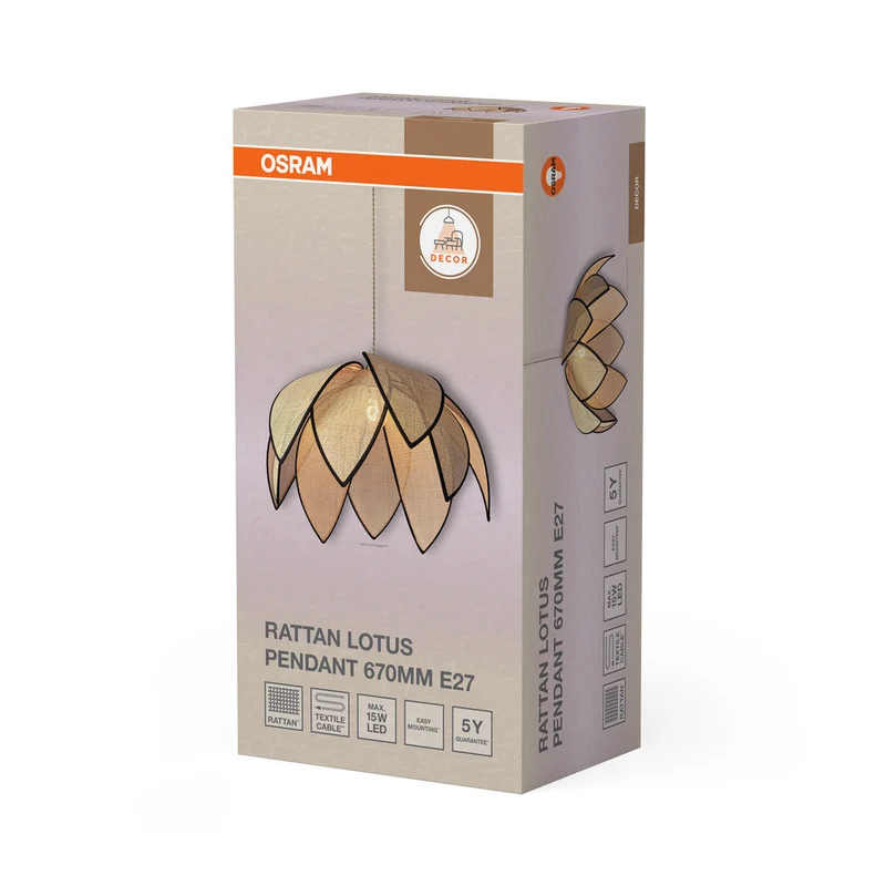 OSRAM DECOR Rattan Lotus Suspension E27 Brun