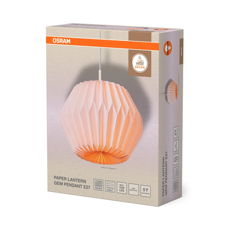 OSRAM DECOR Paper Lantern Gem Suspension E27 Blanc