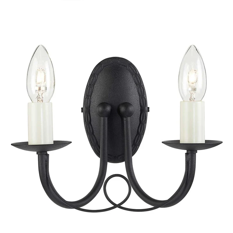 Applique murale double bougeoir noir
