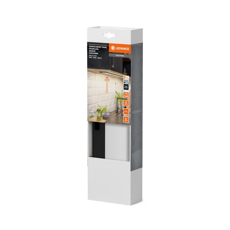 LEDVANCE UNDERCABINET PANEL FRAMELESS éclairage sous meuble 30x10cm CCT DIM Noir, 220 lm, 3000 K / 4000 K / 6500 K