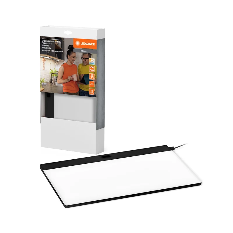 LEDVANCE UNDERCABINET PANEL FRAMELESS éclairage sous meuble 30x20cm CCT DIM Noir, 450 lm, 3000 K / 4000 K / 6500 K