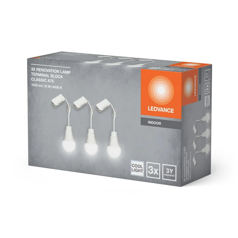 LEDVANCE LAMPES DE RÉNOVATION avec borne de connexion, 10W, 4000K, 1055lm, pack de 3