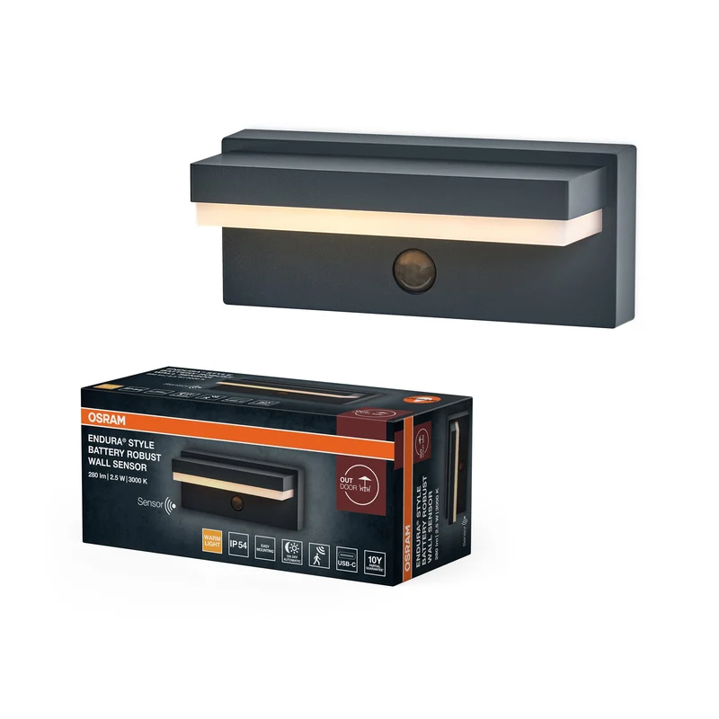 OSRAM ENDURA® STYLE USB ROBUST SENSOR Applique murale IP54 USB Gris foncé