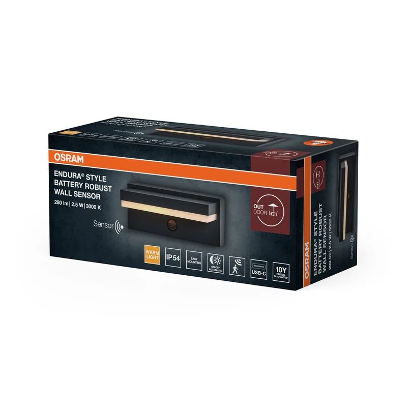 OSRAM ENDURA® STYLE USB ROBUST SENSOR Applique murale IP54 USB Gris foncé