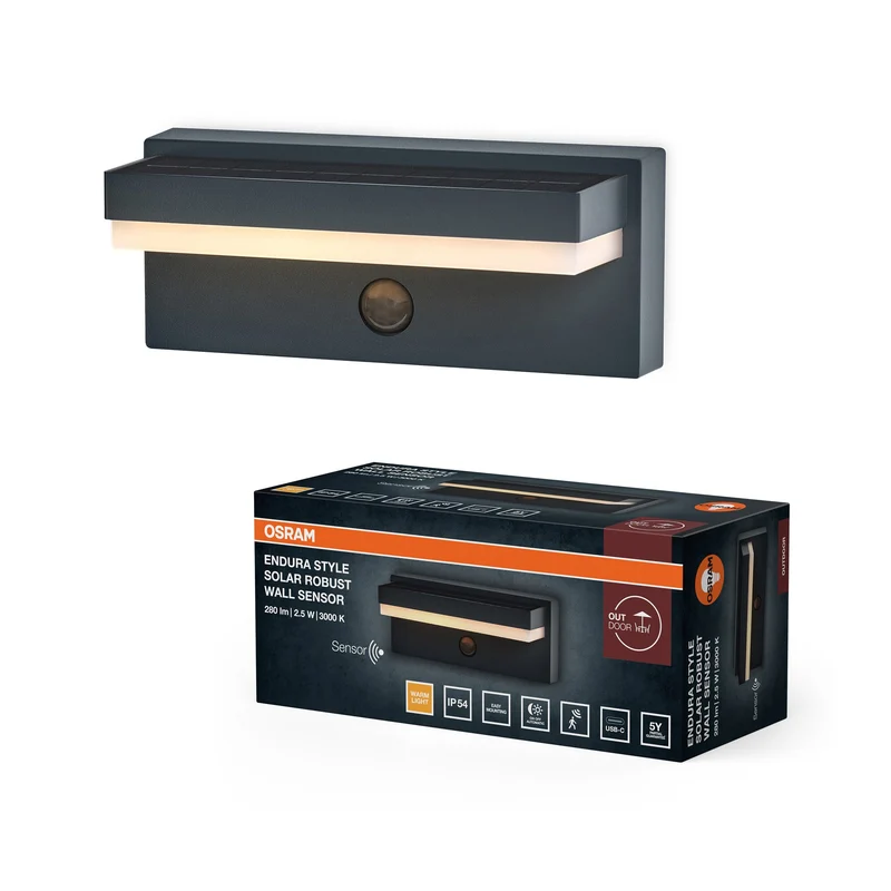 OSRAM ENDURA® STYLE SOLAR+USB ROBUST Applique murale IP54 USB Gris foncé