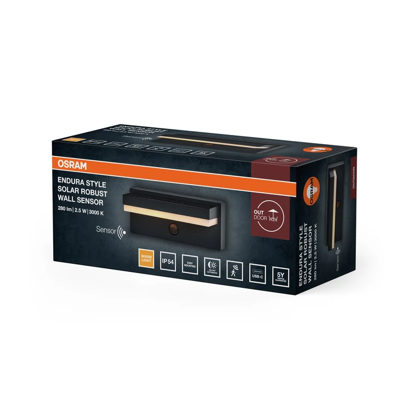 OSRAM ENDURA® STYLE SOLAR+USB ROBUST Applique murale IP54 USB Gris foncé