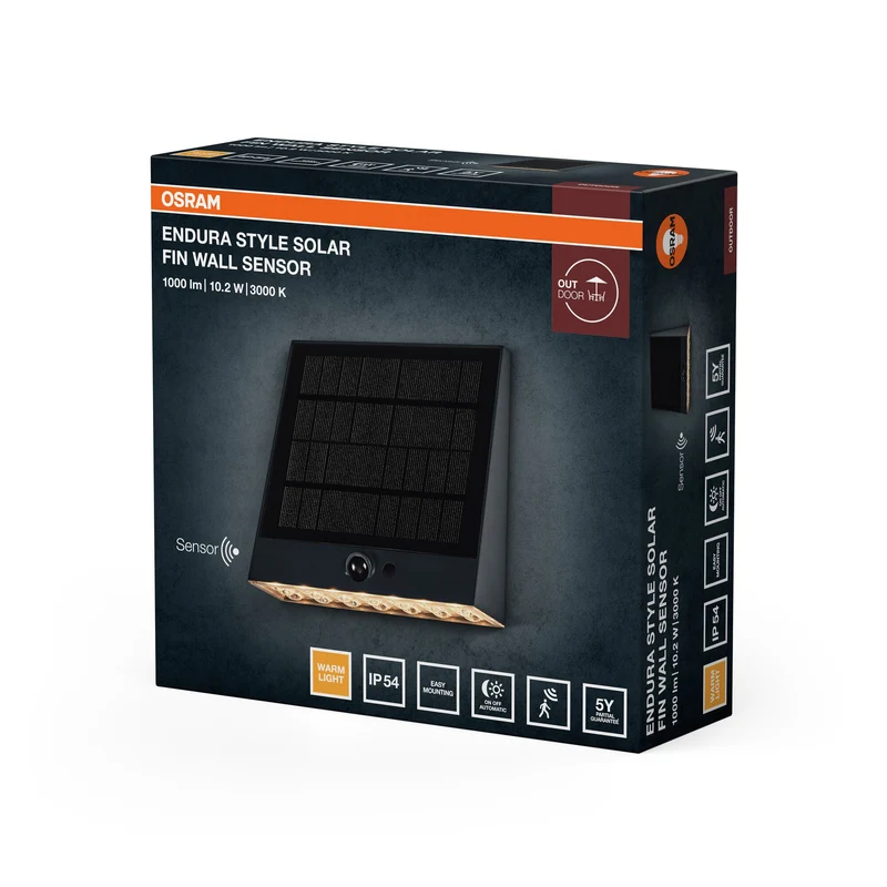 ENDURA STYLE SOLAR BRIGHT SENSOR Applique murale Fin IP54 Gris foncé