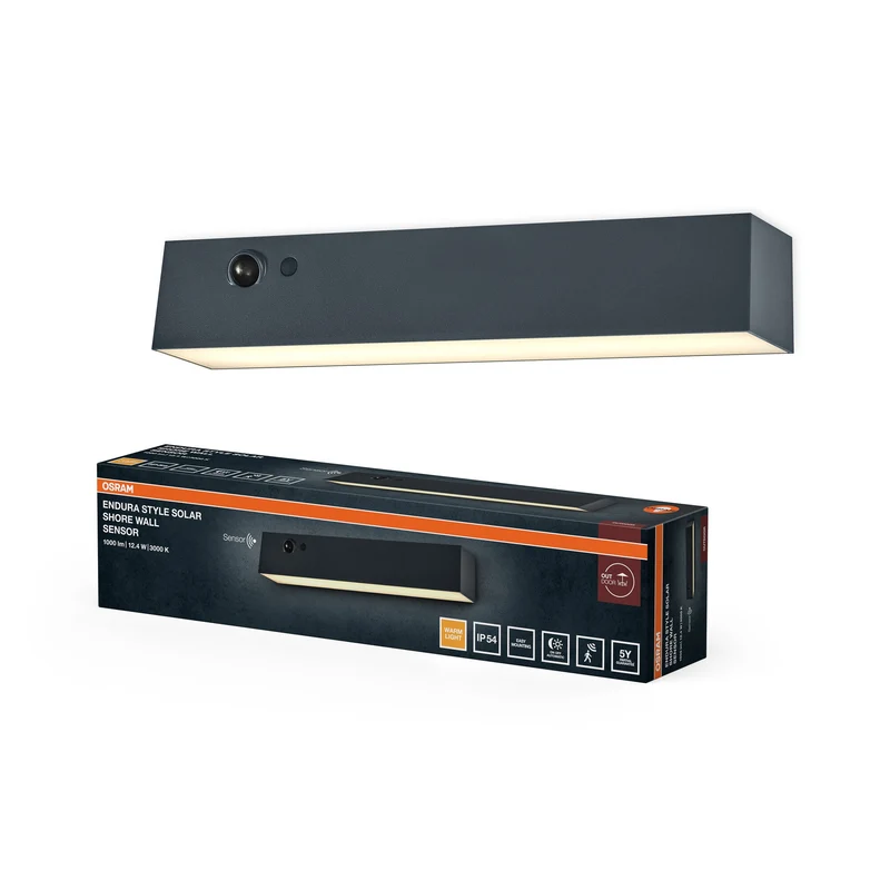 OSRAM ENDURA® STYLE SOLAR BRIGHT SENSOR Applique murale avec détecteur de mouvement IP54 Gris foncé