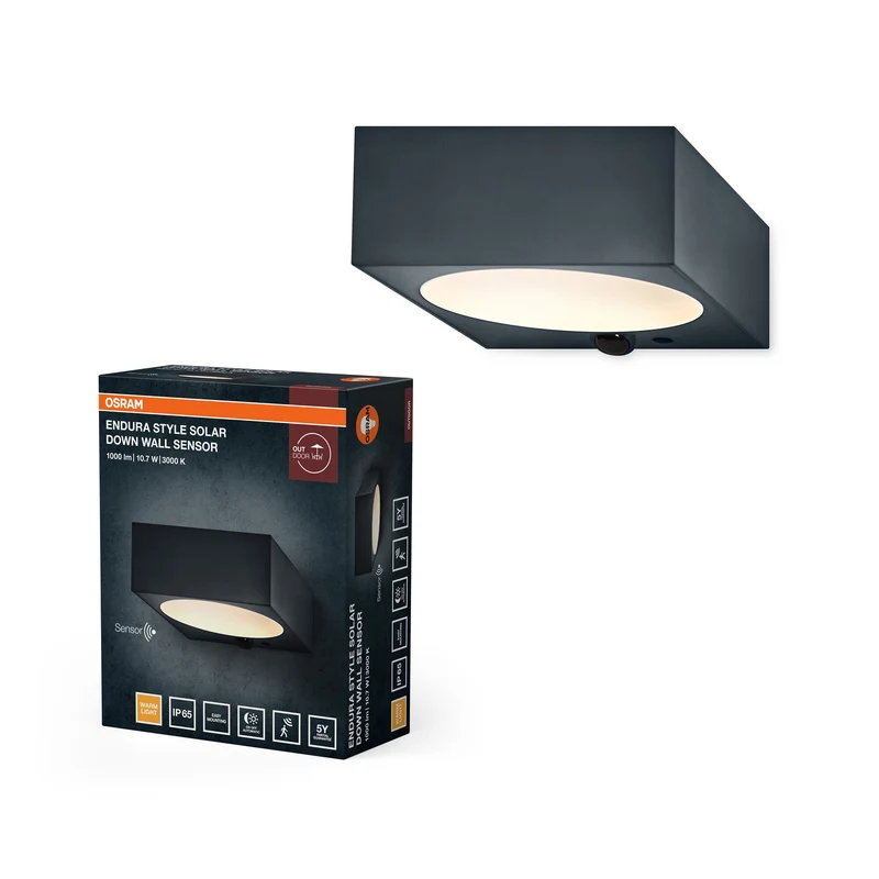 OSRAM ENDURA® STYLE SOLAR BRIGHT SENSOR Applique murale avec détecteur de mouvement IP54, gris foncé