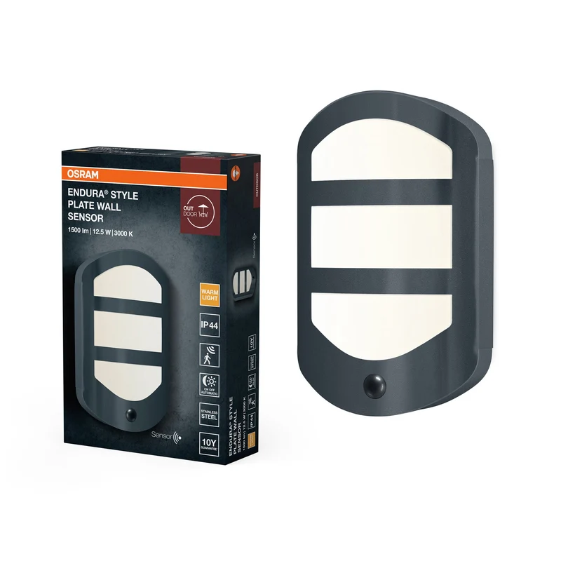 OSRAM ENDURA® STYLE PLATE Applique murale avec capteur 12,5 W gris foncé