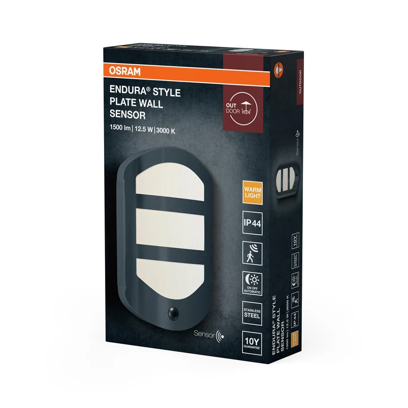 OSRAM ENDURA® STYLE PLATE Applique murale avec capteur 12,5 W gris foncé