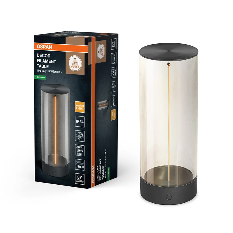 OSRAM ENDURA® STYLE DECOR FILAMENT Lampe de table USB dimmable IP54