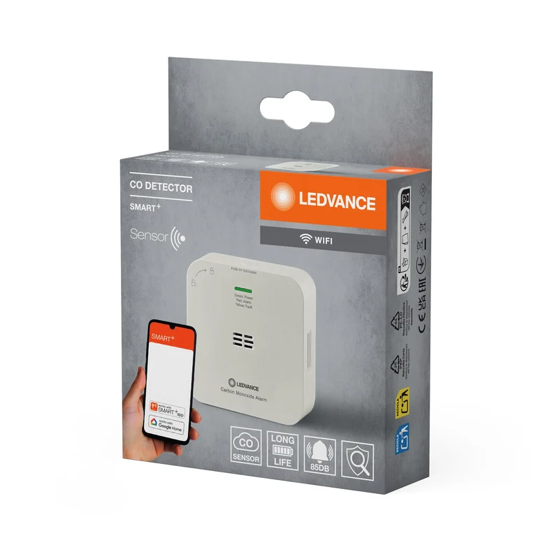 LEDVANCE Wifi SMART+ Détecteur de monoxyde de carbone CO, blanc