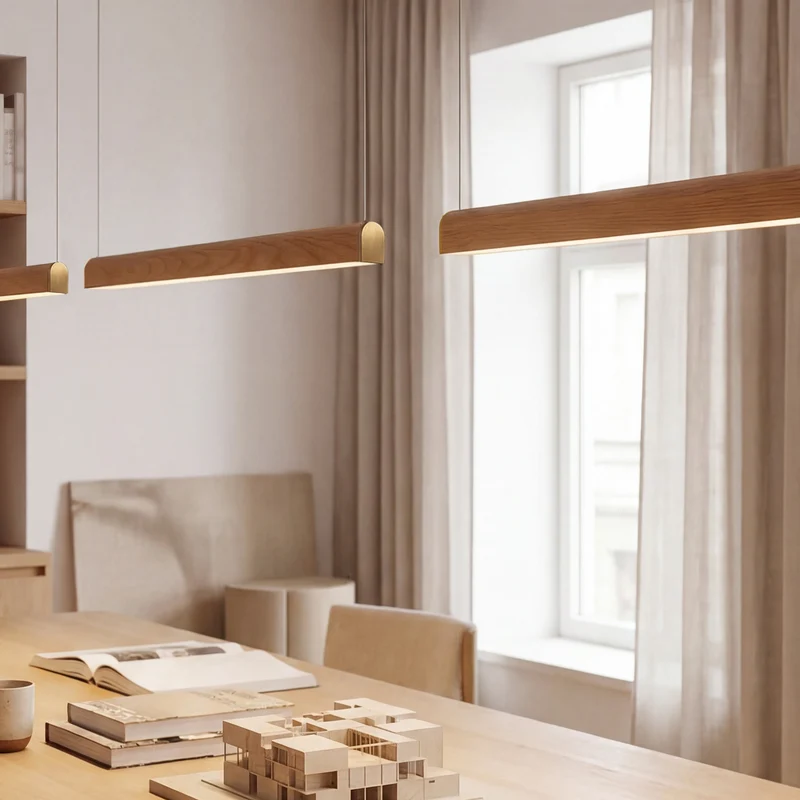 Tunto Curve - 2000 mm - Oak / Gold Pendant