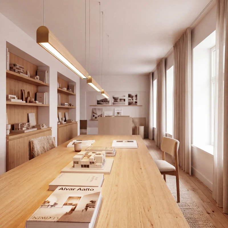 Tunto Curve - 1440 mm - Oak / Black Pendant