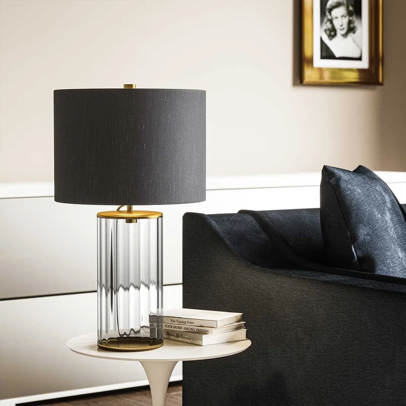 Lampe de table Reno - fumé - Laiton vieilli