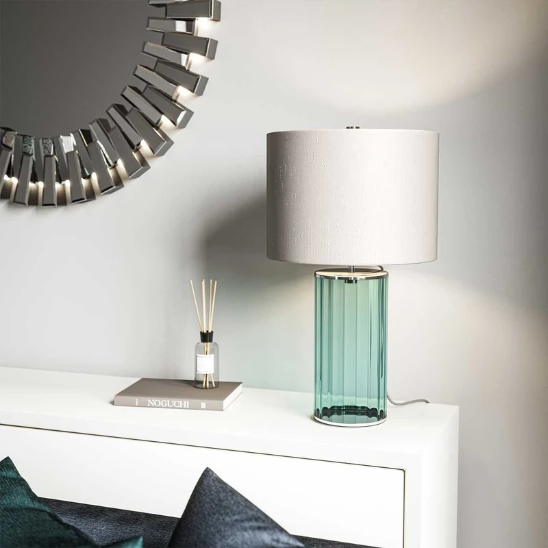 Lampe de table Reno - Vert - Nickel poli