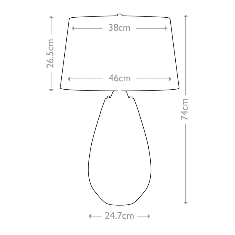 Grande lampe de table fumée Lena avec abat-jour blanc cassé 2 lumières