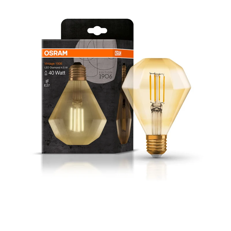 Lampe LED OSRAM VINTAGE 1906® Formes SPECIAL LED 4W 824 Gold E27, 470 lm, 2400 K, Lumière Chaude et Confortable