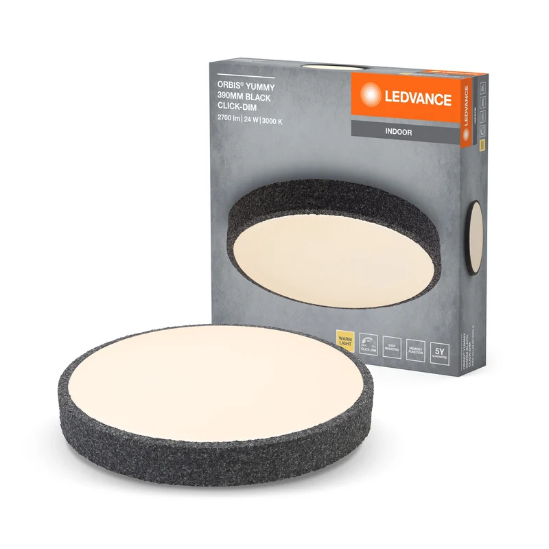 LEDVANCE ORBIS Yummy plafonnier 24W 390mm dimmable noir