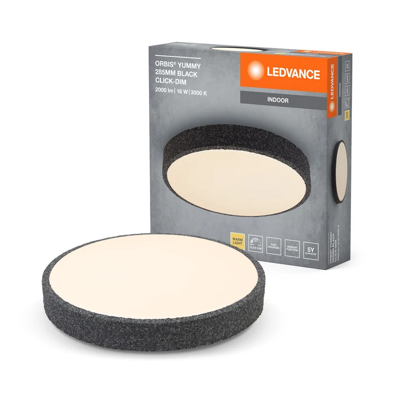 LEDVANCE ORBIS Yummy plafonnier 16W 285mm dimmable noir