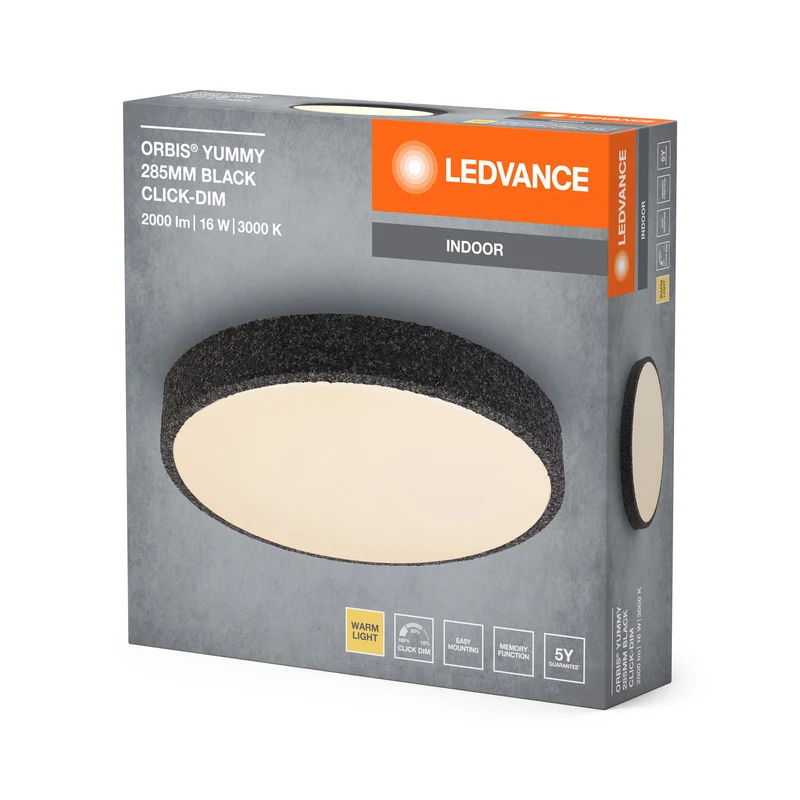 LEDVANCE ORBIS Yummy plafonnier 16W 285mm dimmable noir