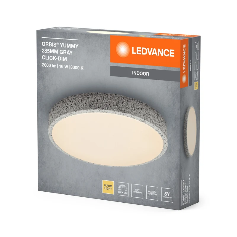 LEDVANCE ORBIS Yummy plafonnier 16W 285mm dimmable gris