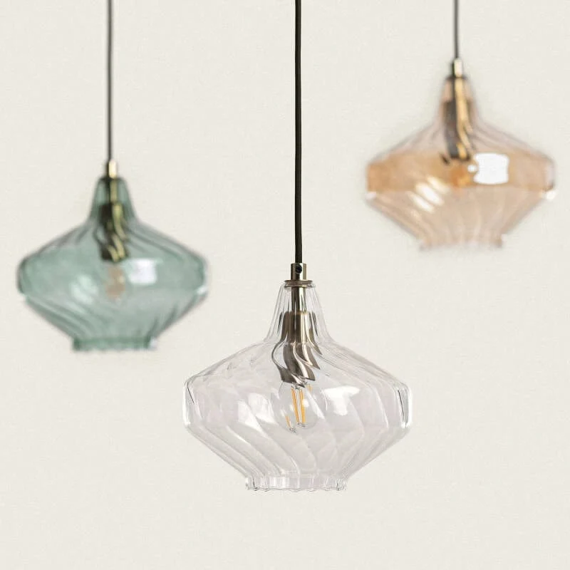 Suspension Lanterne Verre Ambre