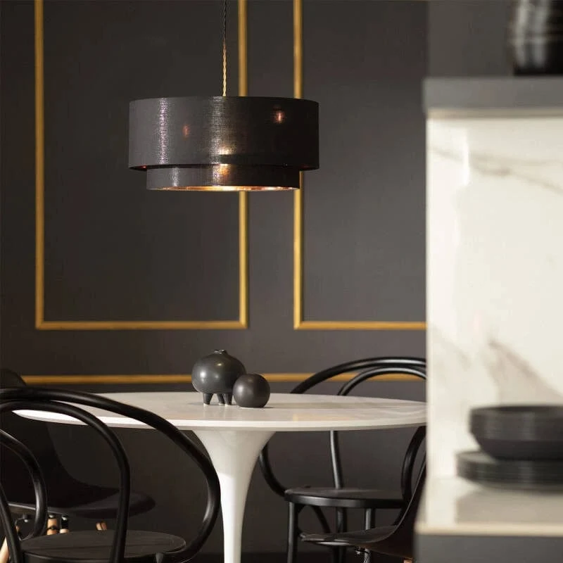 Lampe Suspension Noir Tissu