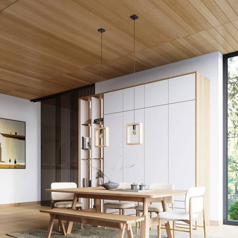 Suspension Design Salon Bois Naturel