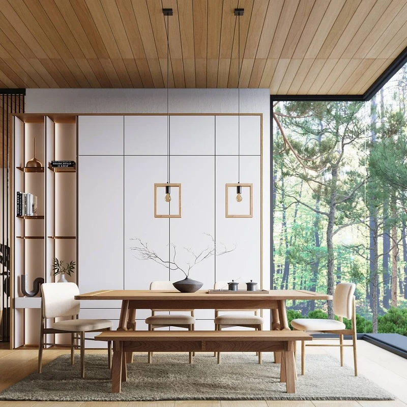 Suspension Design Salon Bois Naturel
