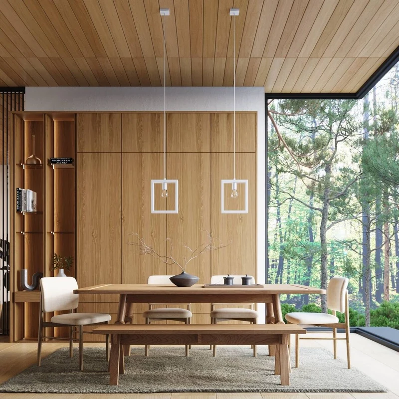 Suspension Design Salon Bois Naturel