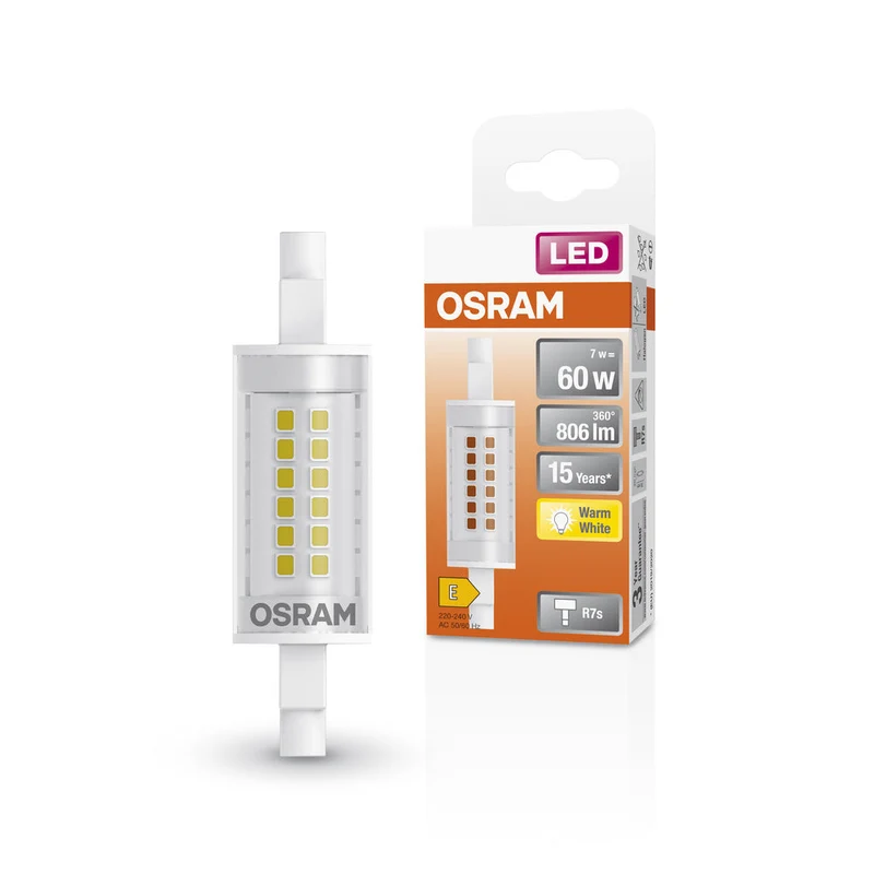 Lampe LED OSRAM LED SLIM LINE R7S 7W 827 Transparente R7s, 806 lm, 2700 K, blanc chaud
