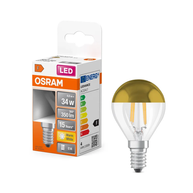 Lampe LED OSRAM LED Retrofit CLASSIC P Mirror 4W 827 Clear E14, 380 lm, 2700 K, blanc chaud