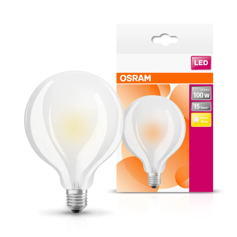 Lampe LED OSRAM LED Retrofit CLASSIC GLOBE95 11W 827 Givrée E27, 1521 lm, 2700 K, blanc chaud