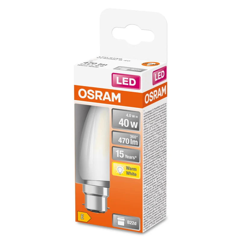 Lampe LED OSRAM LED Retrofit CLASSIC B 4W 827 Frosted B22d, 470 lm, 2700 K, blanc chaud