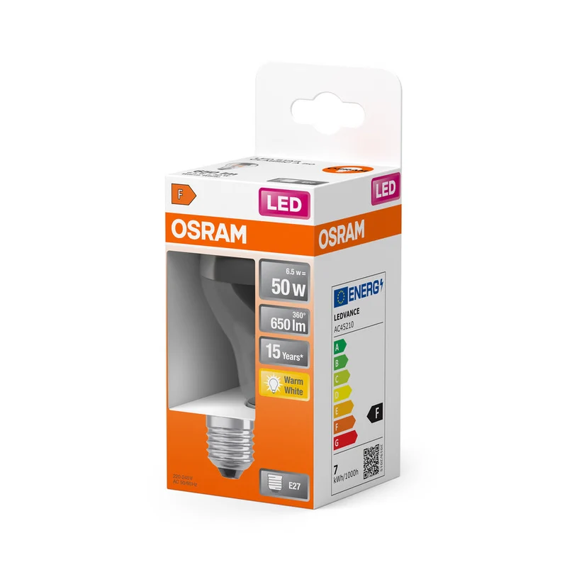 Lampe LED OSRAM LED Retrofit CLASSIC A Mirror 6,5W 827 Argent E27, 650 lm, 2700 K, blanc chaud