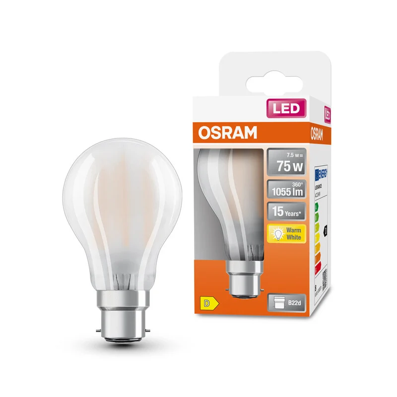 Lampe LED OSRAM LED Retrofit CLASSIC A 7,5W 827 Frosted B22d, 1055 lm, 2700 K, blanc chaud