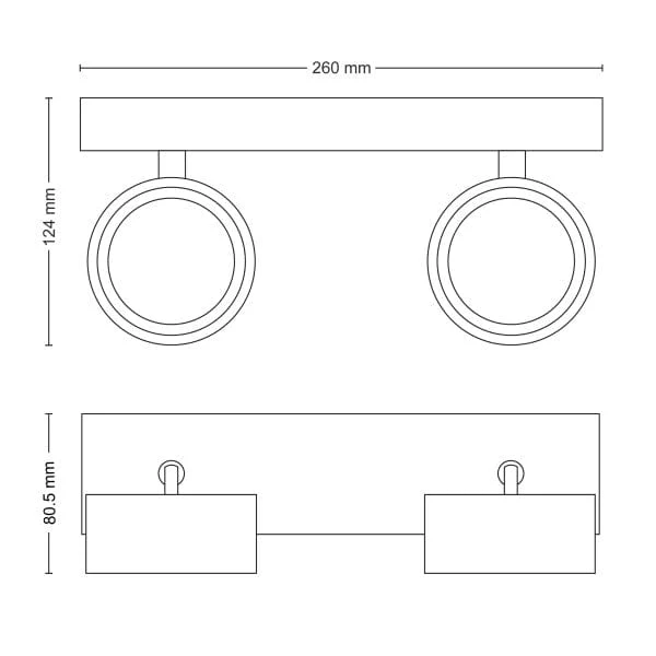 Plafonnier 2 Spots LED Noir