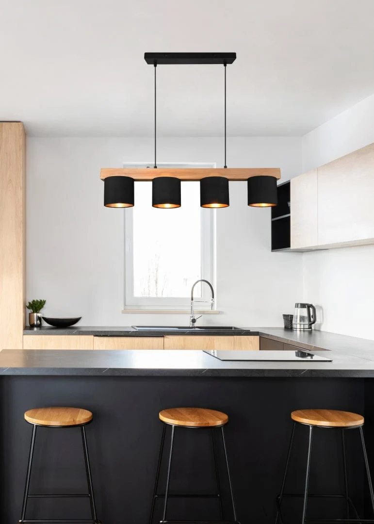 Suspension Luminaire Bois Noir