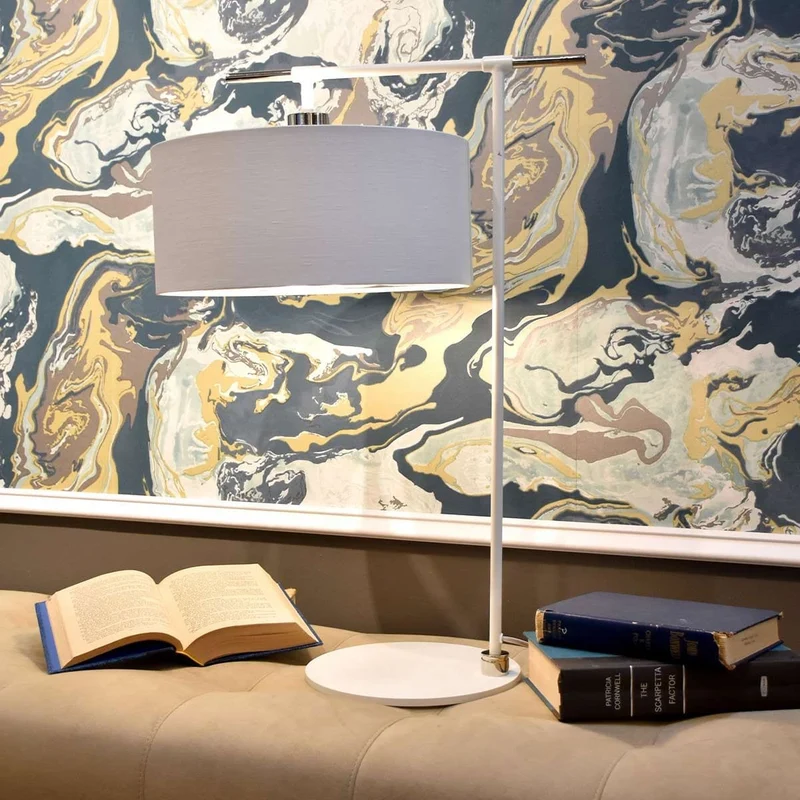 Lampe de table Balance 1 lumière - Blanc et Nickel poli