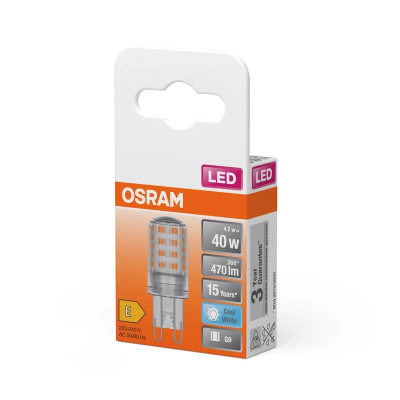 Lampe LED OSRAM PIN G9 4,2 W 840 Clear G9, 470 lm, 4 000 K, blanc froid