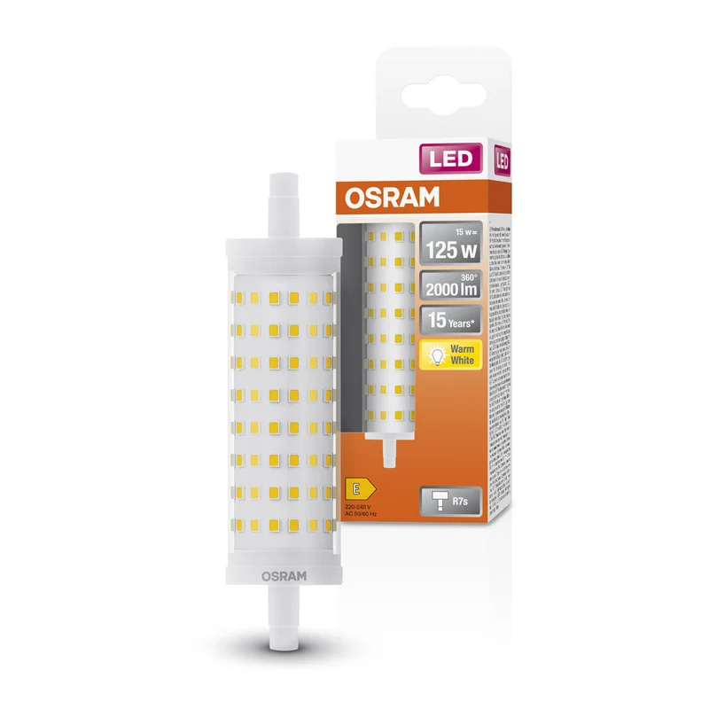 Lampe LED OSRAM LED LINE R7S 15W 827 Clear R7s, 2000 lm, 2700 K, blanc chaud